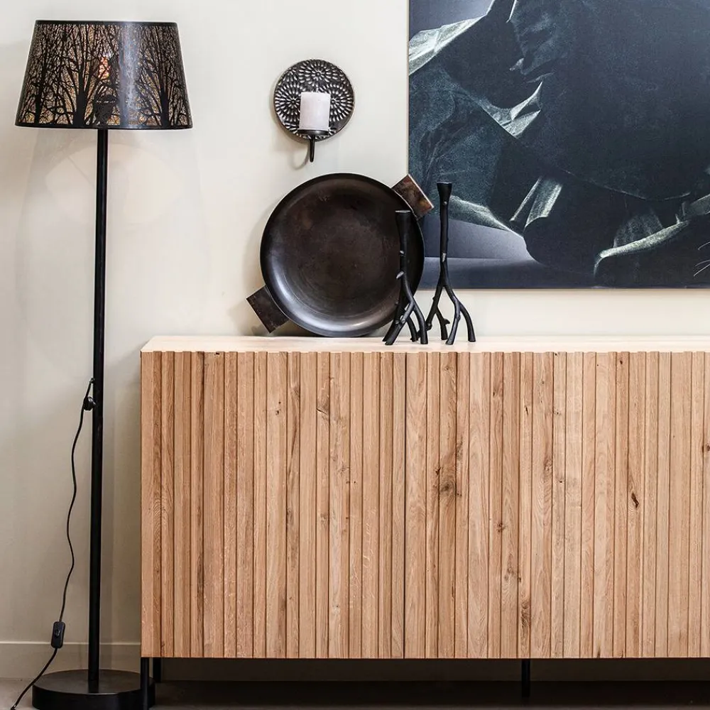 Wohnen Designer Stehlampe in Schwarz & Messingfarben - Milana