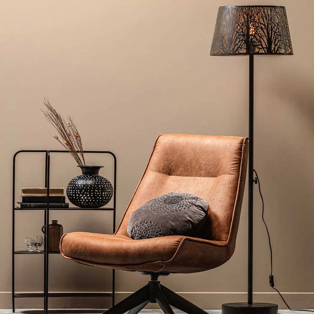 Wohnen Designer Stehlampe in Schwarz & Messingfarben - Milana