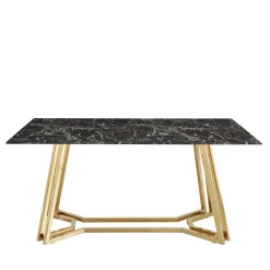 Wohnen Schwarze Möbel|Graue Möbel*Designer Tisch mit Glasplatte in Marmor Optik - Mooney