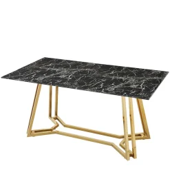 Wohnen Schwarze Möbel|Graue Möbel*Designer Tisch mit Glasplatte in Marmor Optik - Mooney