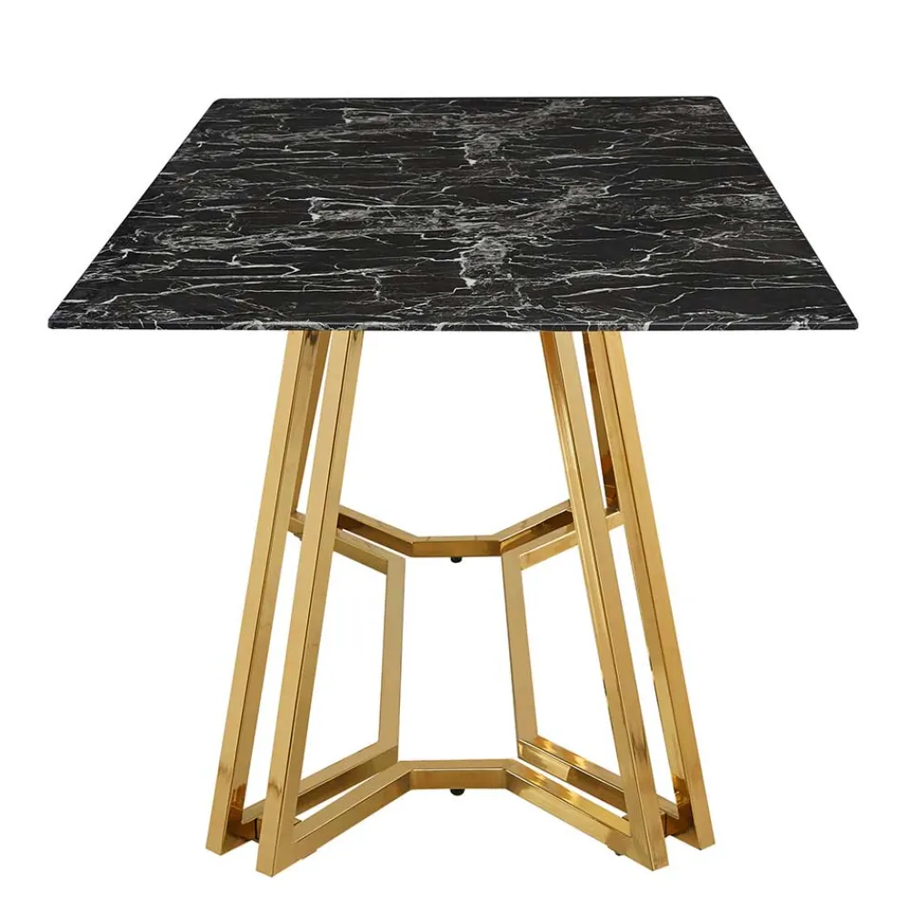 Wohnen Schwarze Möbel|Graue Möbel*Designer Tisch mit Glasplatte in Marmor Optik - Mooney