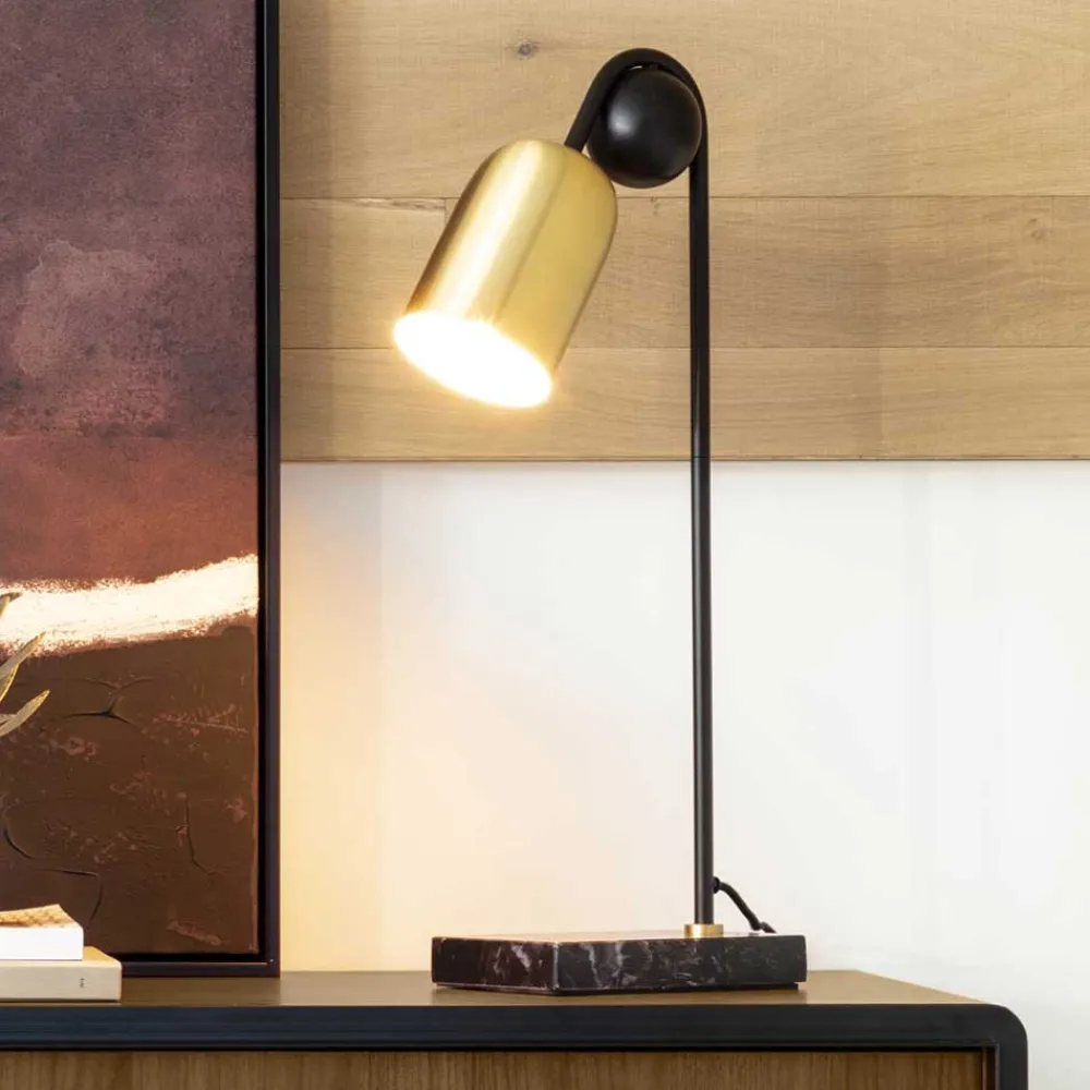 Wohnen Lampen & Leuchten*Designer Tischlampe in Messing & Schwarz - Barreras