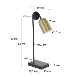 Wohnen Lampen & Leuchten*Designer Tischlampe in Messing & Schwarz - Barreras
