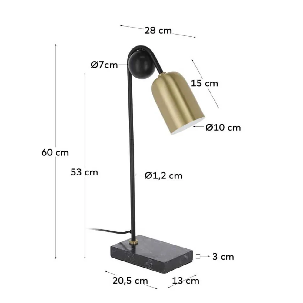 Wohnen Lampen & Leuchten*Designer Tischlampe in Messing & Schwarz - Barreras