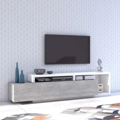 Wohnen Designer TV Anbauwand in Betonoptik - Venatio (dreiteilig)