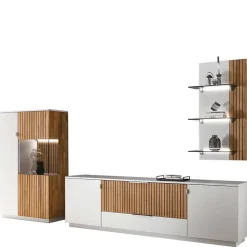 Wohnen Designer TV Wohnwand in Weiß - Miloris (dreiteilig)