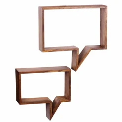 Wohnen Designermöbel*Designer Wandregal Set Hoslo aus Massivholz Sheesham (zweiteilig)