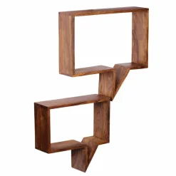 Wohnen Designermöbel*Designer Wandregal Set Hoslo aus Massivholz Sheesham (zweiteilig)