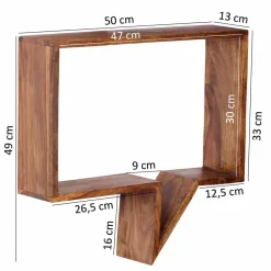 Wohnen Designermöbel*Designer Wandregal Set Hoslo aus Massivholz Sheesham (zweiteilig)