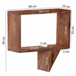 Wohnen Designermöbel*Designer Wandregal Set Hoslo aus Massivholz Sheesham (zweiteilig)