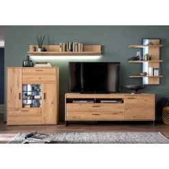 Wohnen Designer Wohnwand aus Eiche - Assela (vierteilig)