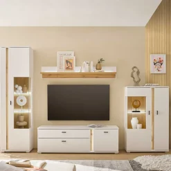 Wohnen Designer Wohnwand mit LED Beleuchtung - Racelyn (vierteilig)