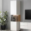 Wohnen Esszimmer-Vitrinen|Vitrinen*Designer Wohnzimmervitrine in Weiß und Eiche Bianco - Miloris