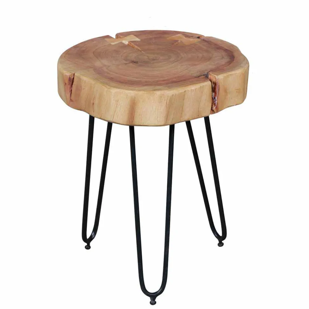 Wohnen Designermöbel*Designertisch Lariona mit Baumscheibe und Metall-Gestell