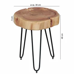 Wohnen Designermöbel*Designertisch Lariona mit Baumscheibe und Metall-Gestell