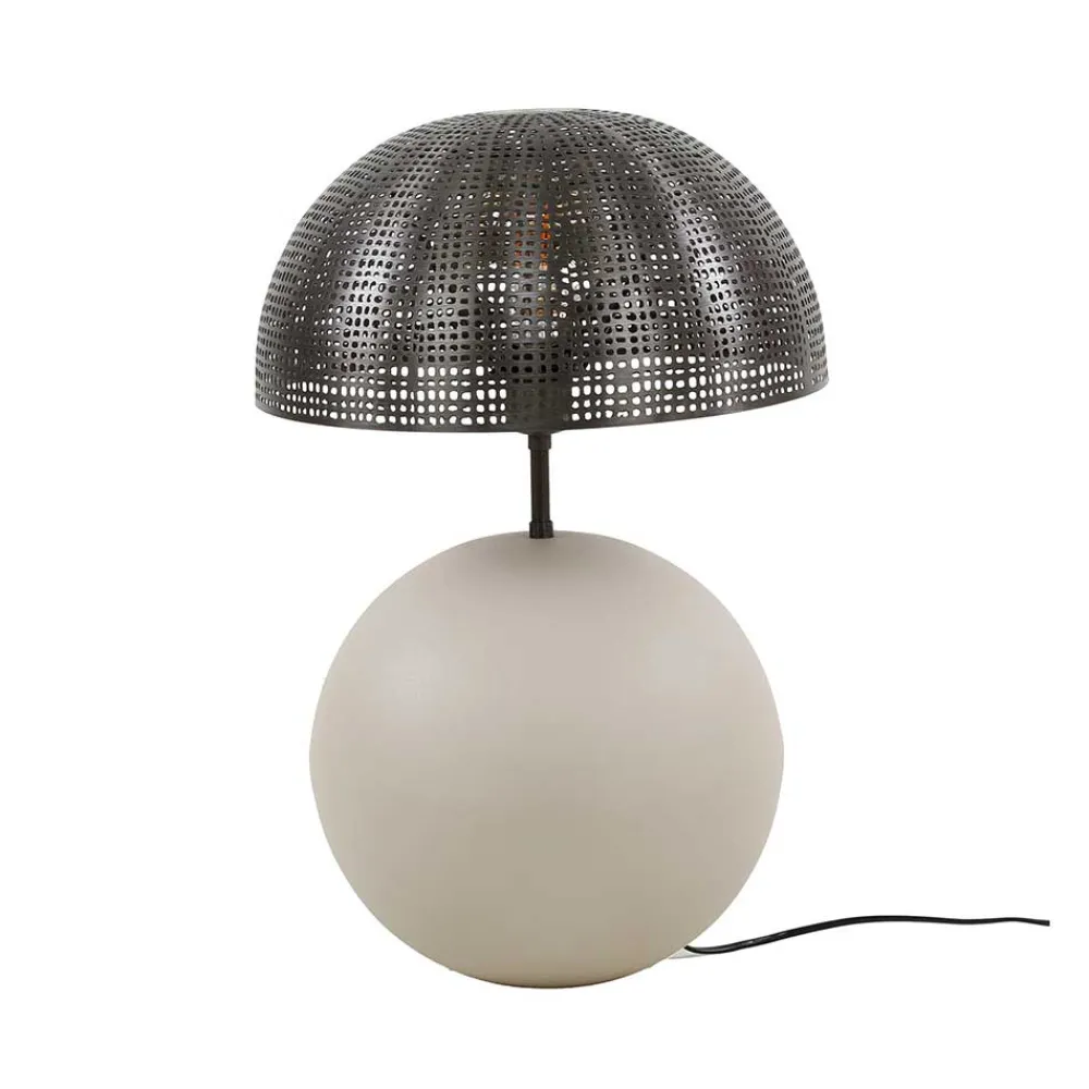 Wohnen Designer-Tischlampe in Beige und Schwarzgrau - Praseida