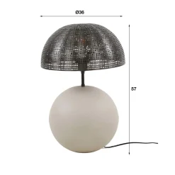 Wohnen Designer-Tischlampe in Beige und Schwarzgrau - Praseida