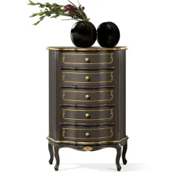 Wohnen Kommoden|Flurkommoden*Design-Hochkommode in Dunkelbraun und Gold - Numrek