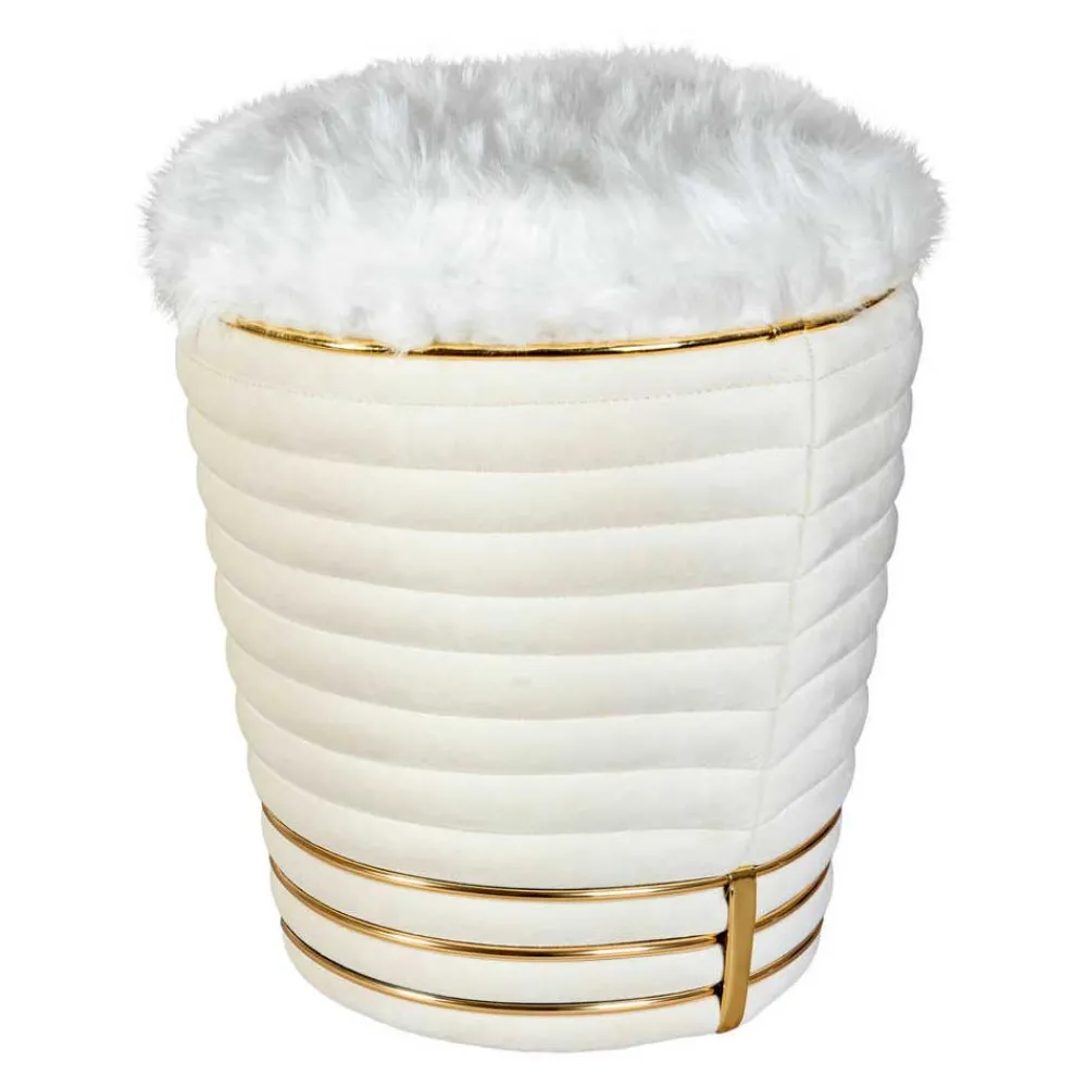 Wohnen Designhocker in Cremeweiß Samtvelours - Ganuhr