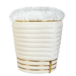 Wohnen Designhocker in Cremeweiß Samtvelours - Ganuhr