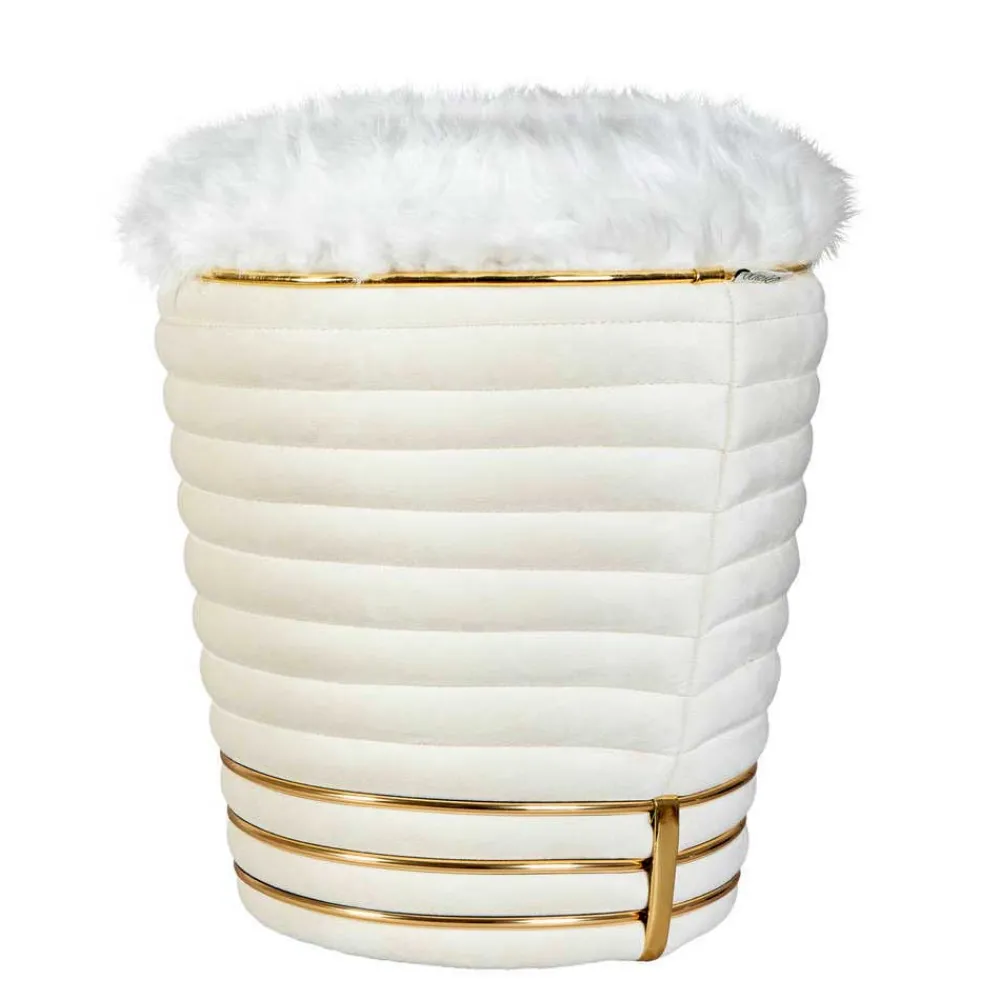 Wohnen Designhocker in Cremeweiß Samtvelours - Ganuhr