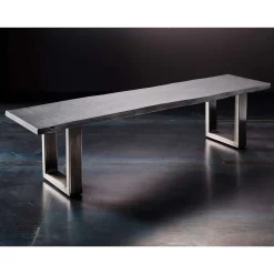 Wohnen Design-Küchenbank mit Baumkanten Akazie Grau - Salmasion