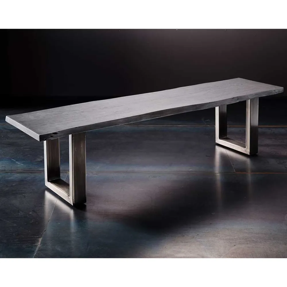 Wohnen Design-Küchenbank mit Baumkanten Akazie Grau - Salmasion