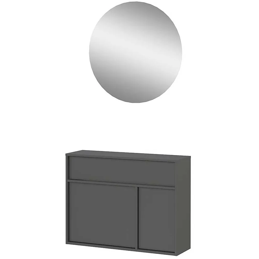 Wohnen Design-Kommode mit Spiegel Set - Flemingo (zweiteilig)