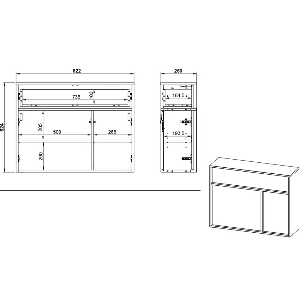 Wohnen Design-Kommode mit Spiegel Set - Flemingo (zweiteilig)
