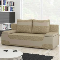 Wohnen Design-Schlafcouch in Beige Material Mix - Andiamo