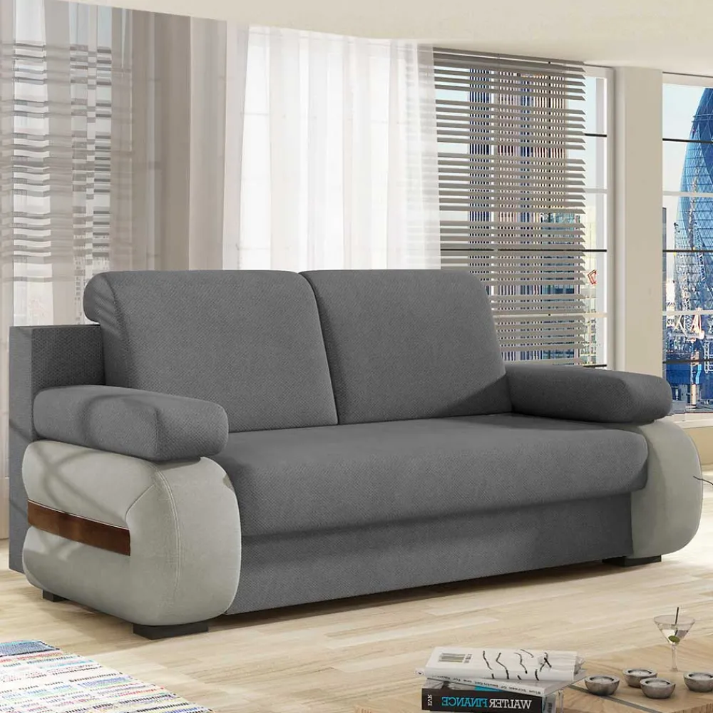 Wohnen Betten|Betten*Design-Schlafsofa in Grau und Hellgrau - Blascina