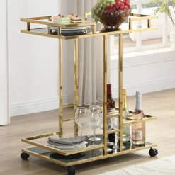 Wohnen Design-Servierwagen in Schwarz Glas - Ranieros