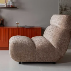 Wohnen Braune Möbel|Sessel & Hocker*Designsessel in Hellbraun Chenille - Glacita