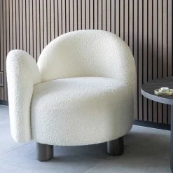 Wohnen Designsessel mit einer Armlehne in Weiß Boucle - Cisterna