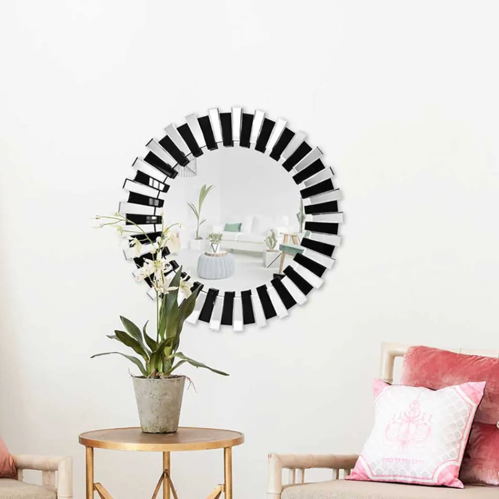 Wohnen Designspiegel in Silber und Schwarz - Yarah