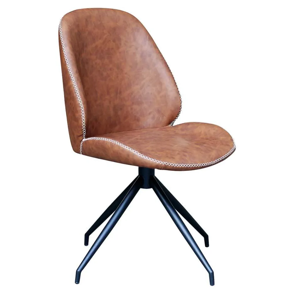 Wohnen Schwarze Möbel|Braune Möbel*Designstuhl in Cognac Braun - Fantyna (2er Set)