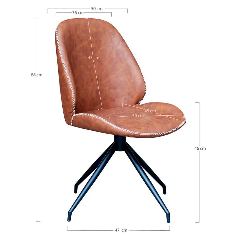 Wohnen Schwarze Möbel|Braune Möbel*Designstuhl in Cognac Braun - Fantyna (2er Set)