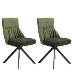 Wohnen Schwarze Möbel*Designstuhl in Grün Material Mix - Hollabrunn (2er Set)