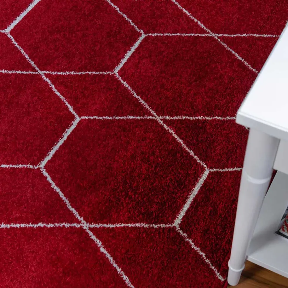 Wohnen Weiße Möbel|Skandinavische Möbel*Designteppich in Rot und Creme - Kermita