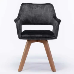 Wohnen Wohnzimmerstühle*Design-Tischsessel in Anthrazit Samt - Tiamo (2er Set)