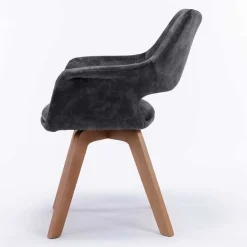 Wohnen Wohnzimmerstühle*Design-Tischsessel in Anthrazit Samt - Tiamo (2er Set)