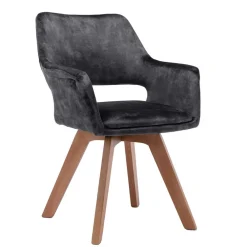 Wohnen Wohnzimmerstühle*Design-Tischsessel in Anthrazit Samt - Tiamo (2er Set)