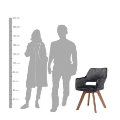 Wohnen Wohnzimmerstühle*Design-Tischsessel in Anthrazit Samt - Tiamo (2er Set)