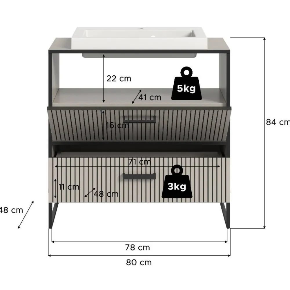 Wohnen Design-Waschtisch mit Aufsatzwaschbecken - Xena