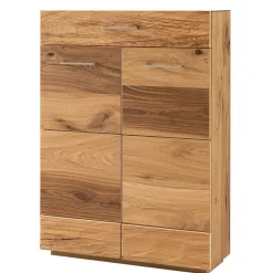 Wohnen Diele Komplett|Garderoben*Dielen Set mit Balkeneiche Furnier & Spiegel Macusos & Glas Anthrazit (vierteilig)