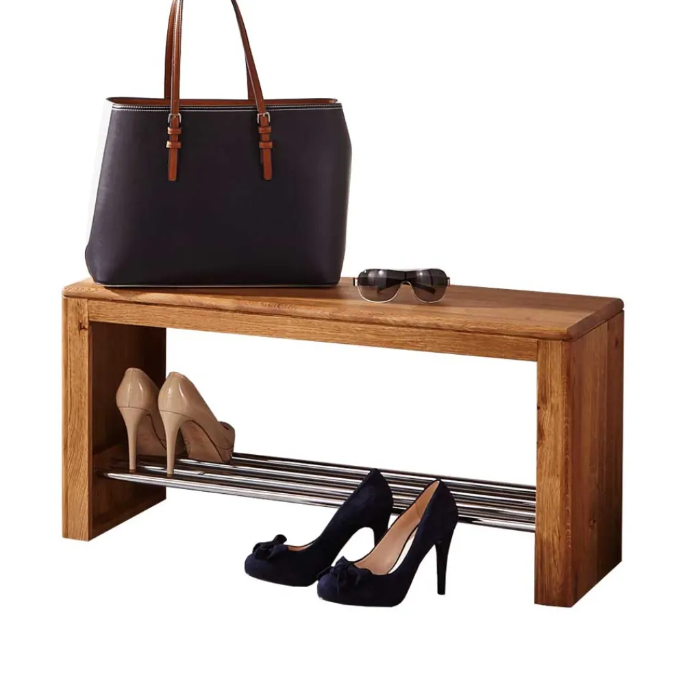 Wohnen Schuhschränke|Garderobenbänke*Dielenbank Uvinessa aus Wildeiche Massivholz