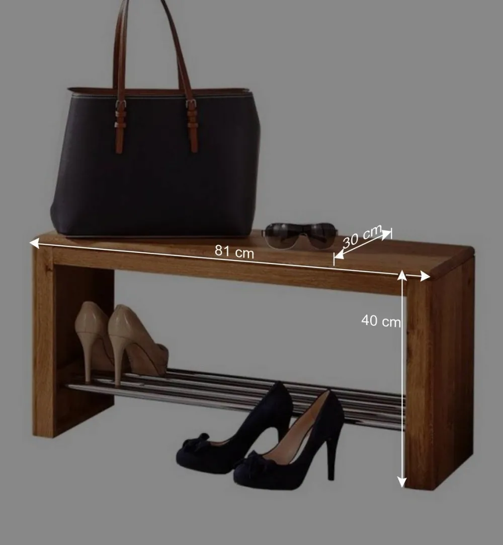 Wohnen Schuhschränke|Garderobenbänke*Dielenbank Uvinessa aus Wildeiche Massivholz