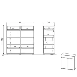 Wohnen Garderoben|Garderoben*Dielenmöbel Set in Dekor Wildeiche - Orsecca (vierteilig)