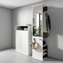 Wohnen Diele Komplett*Dielenmöbel Set in Weiß mit Schwarz - Carcoar (zweiteilig)