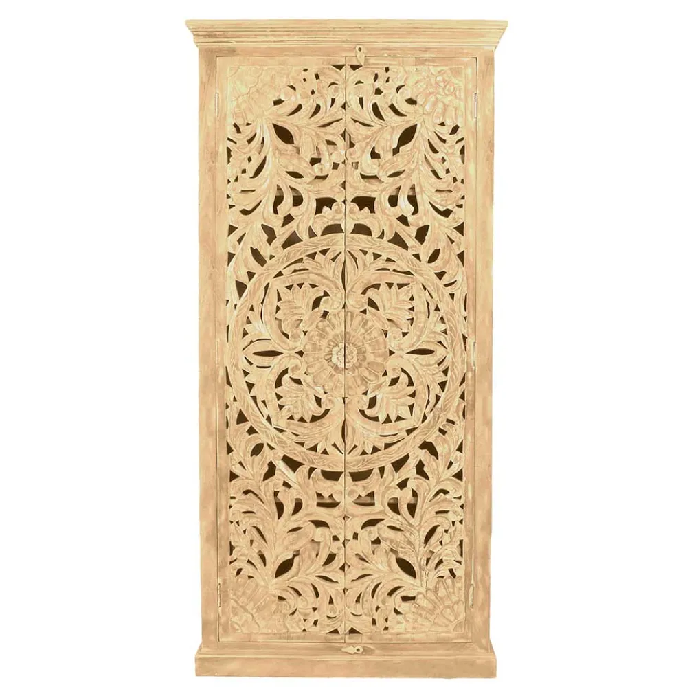 Wohnen Orientalische Möbel|Designermöbel*Dielenschrank in Sandfarben Mangoholz - Runiasa